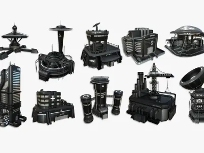 100 Sci Fi Buildings Super Collection - Exterior Design 3D Model Pack