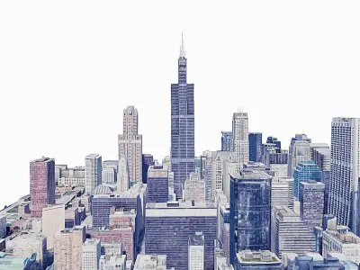 Willis Tower - building Low-poly 3D model