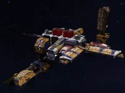 Modular Space Station Low-poly 3D model