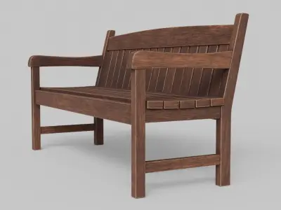 Wood Street Bench 3D Model with PBR Texture 3D model