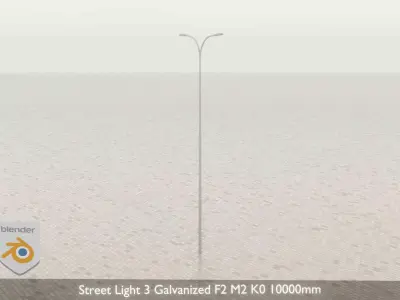 Street Light 3 Galvanized F2 M2 K0 10000mm Low-poly 3D model