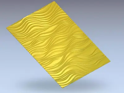 Modern Wave Decorative Relief Wall Decor Set STL Mural CNC 402 3D model