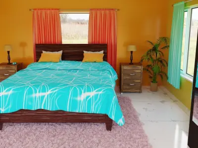 A COMMON DOUBLE BEDROOM Free 3D model