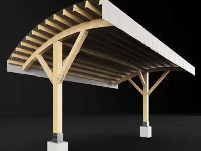 Woden pergola and carport 3D Model Pack