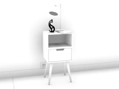 Bedside Table - Set Decoration Bedroom 03 3D model