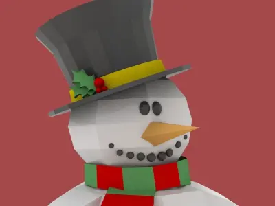 Xmas Snowman Puppet Low-poly 3D model
