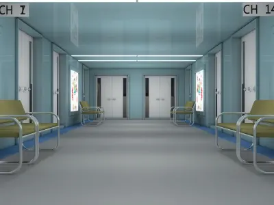 Hospital Hallway Corridor 3D model