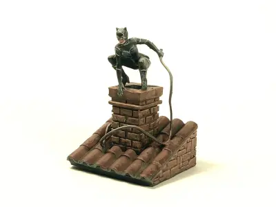 Catwoman 3d Model batman on roof of chimney 3D print model