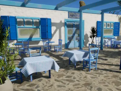 Greek Tavern modular Low-poly 3D model