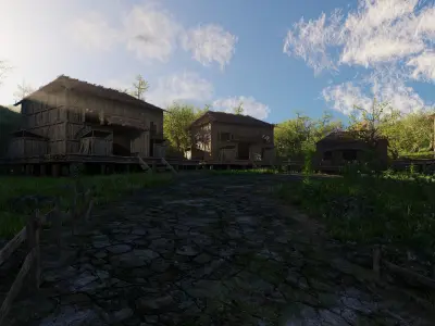 Pond Village Scene 3D model