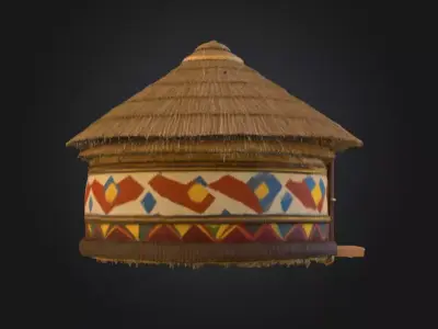 Traditional Circular Hut Low-poly 3D model