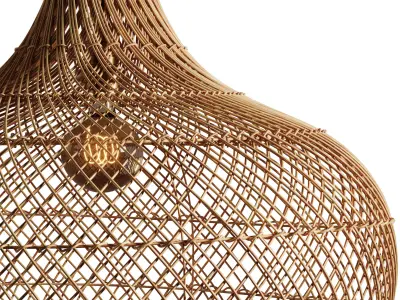 Latigo Rattan Pendant Light - Full Set - 6 Sizes 3 Heights 2 Mat 3D model