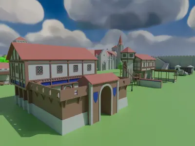 Medieval City Low-poly 3D model