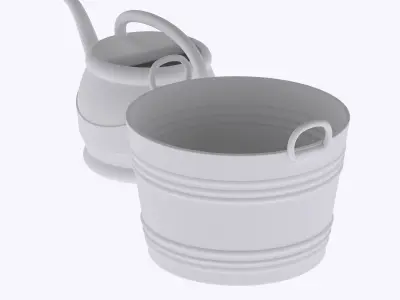 Set of 2 handheld gardening tools - Bucket and watering can  3D print model