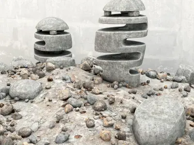 Flower bed of stones 3D model