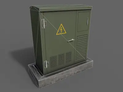 PBR Electric Box GreenGrey Low-poly 3D model