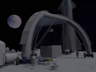 SPACE ROBOTIC MOON SCENE 3D model