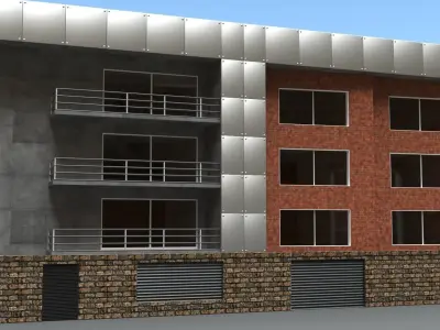 Three-storey apartment building 3D model