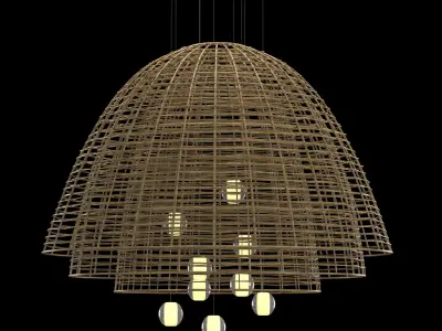 Rottan round outdoor pengant 3D model