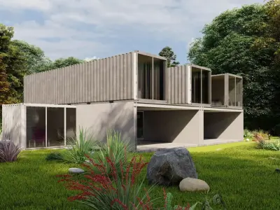 Temporary villa - villa condo - container building 3D model