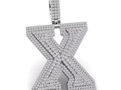 Alphabet Latter X Diamond Pendent 3D print model