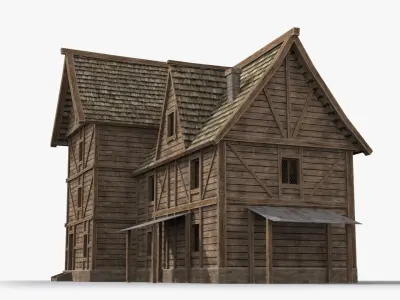 Medieval house x23 Low-poly 3D model