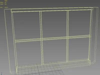 Window 4 wooden Low-poly 3D model