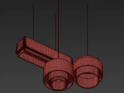 TIERED three pendant lights hanging from ceiling 3D model