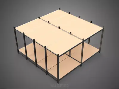 MODULAR DISPLAY FRAME WAREHOUSE SHELVING STORAGE RACK WOOD METAL 3D model