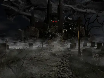 Graveyard Castle Scene 3D model