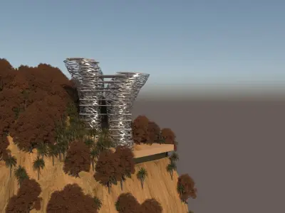 Futuristic Skyscrapers Steel - Game Ready Low-poly 3D model