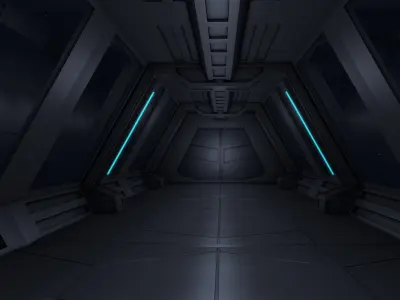 Sci fi Corridor Low-poly 3D model get