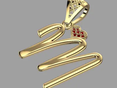 Alphabet Charm-Pendant - Letter M - P-65 3D print model