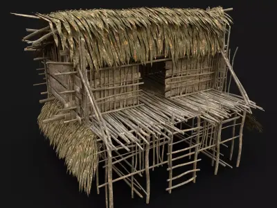 TRIBAL JUNGLE PRIMAL HUT HOUSE REED TREE SURVIVAL NEXTGEN Low-poly 3D model