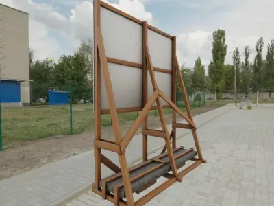  Wooden Billboard For Construction Sites 2 Low-poly 3D model