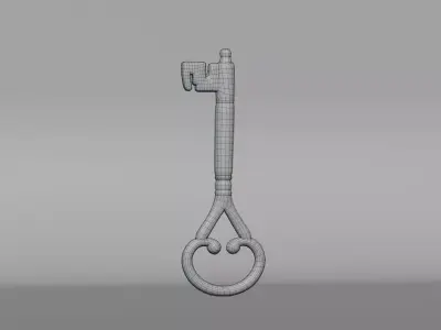 Antique key Low-poly 3D model