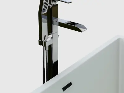 Tub Filler With Bathtub 3D model