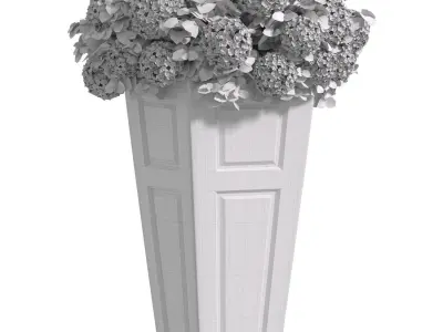 Contemporary Art Deco Hydrangea in Stone Pot Vase Patio  3D model