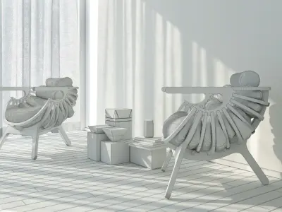 Shell Chair interior scene 3D model