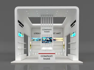 Booth Exhibition Stand Stall 6x9m Height 500 cm 3 Side Open 3D model purchase