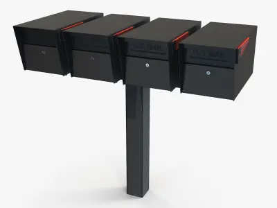 Mailbox Complete Quad Mount Cluster 3D model