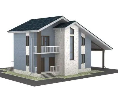 Cottage with garage  3D model