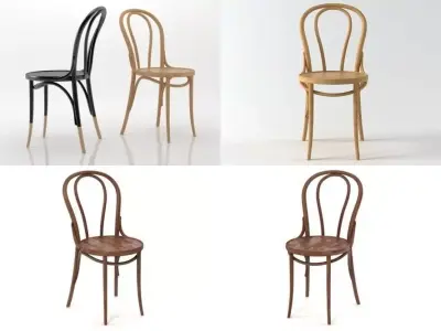 Marshall set of four wooden chairs 3D model