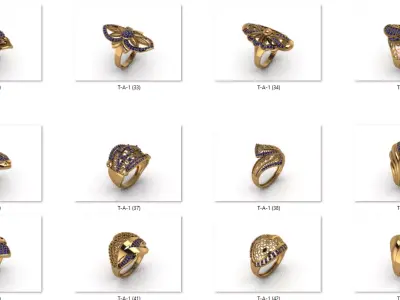 25 pcs ring drawing 3d rihone drawing ring rings ring models 3D print model