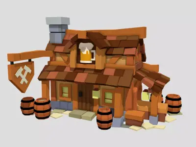 Wooden House F Game Ready Fantasy Asset Low-poly 3D model