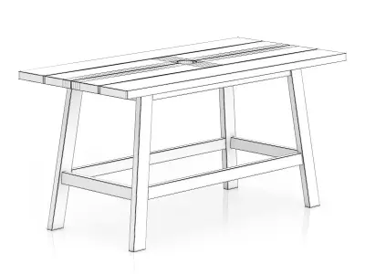 Simple Wooden Table 3D model