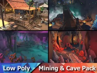 Ultimate Low Poly Mining and Cave Pack Low-poly 3D model