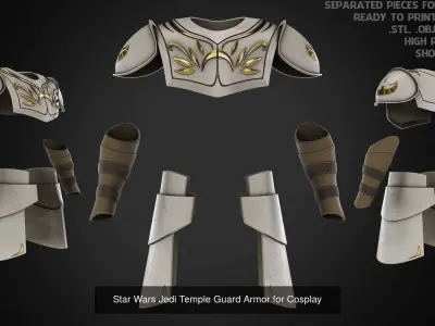 Jedi Temple Guard Full Armor and Lightsaber for Cosplay 3D Model Pack