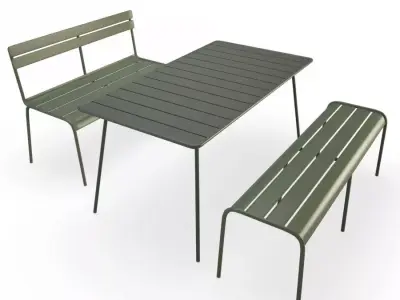 Luxembourg Metallic Benches and Table Fermob 3D model