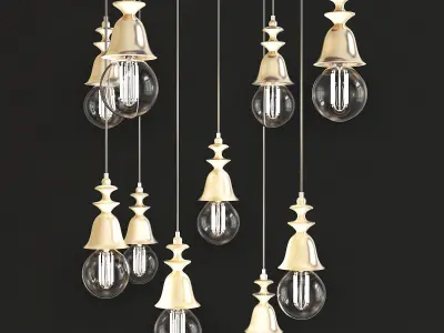 Chandelier collection low poly 3d model glass pendant light Low-poly 3D model
